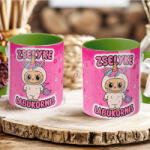 Deconline Crafts Egyedi neves Labubu "Labukornis"bögre személyre szabható zöld (DO69365-GREEN-MUG)