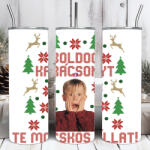 Deconline Crafts Prémium Karácsonyi termosz 600ml "Reszkessetek betörők csúnya pulcsi mintás (DO129216-600ML)