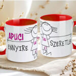 Deconline Crafts Apák napi bögre "Első apák napja" Személyre szabható, fiús, lányos, piros, kerámia (DO133021-RED-MUG)