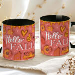 Deconline Crafts Őszi mintás bögre 3D pufi hatású "Hello Fall" fekete (DO126103-BLACK-MUG)