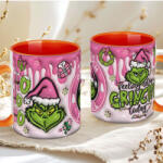 Deconline Crafts Grincs mintás karácsonyi bögre 3D pufi hatású "Pink Grinch fuel" narancssárga (DO129101-ORANGE-MUG)