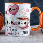 Deconline Crafts Szerelmes bögre "Te vagy a cukor a teámba" egyedi névvel, narancssárga, kerámia (DO133010-ORANGE-MUG)