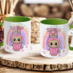 Deconline Crafts Egyedi neves "Labubu Rainbow" bögre személyre szabható zöld (DO69364-GREEN-MUG)