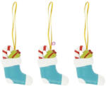 Decoration & Design 3 db-os Zokni ajándékkal, cukorbottal, akasztós 4, 1x1, 4x5 cm kék (DD70478)