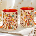 Deconline Crafts Őszi mintás bögre 3D pufi hatású "Hello Fall" narancssárga (DO126125-ORANGE-MUG)