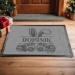 Deconline Crafts Egyedi neves húsvéti Lábtörlő 60X40 cm "Nyuszi fiú"szürke, fekete (DO133002-doormat-GR)