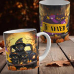 Deconline Crafts Egyedi neves halloweeni bögre "Witch Cats (DO126107-CUSTOM)