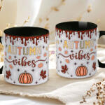 Deconline Crafts Őszi mintás bögre 3D pufi hatású "Autumn Vibes" fekete (DO126124-BLACK-MUG)