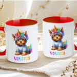 Deconline Crafts Egyedi neves Unikornis kutya bögre választható kutyafajtával személyre szabható piros (DO133030-RED-MUG)