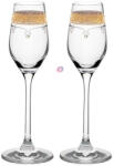 D&D Üveg pohár arany szegéllyel, swarovski dísszel likőr 95ml átlátszó 2-db-os szett (8588006988789)
