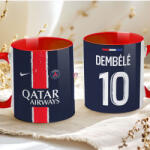 Deconline Crafts Prémium PSG Bögre személyre szabható, egyedi névvel 330ml Piros bögre "Home kit (DO69357-RED-MUG)
