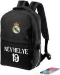 Deconline Crafts Real Madrid Iskolatáska, USB-s, személyre szabható egyedi névvel és számmal, Fekete (6451-BK-RM)