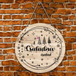 Deconline Crafts Karácsonyi ajtódísz fa tábla "Bells" egyedi felirattal többféle méretben (DO129220-WOOD30)