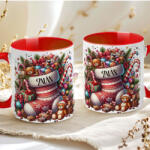 Deconline Crafts Egyedi neves karácsonyi bögre "A Mikulás műhelye" 330 ml kerámia piros Full HD (DO129205-RED-MUG)