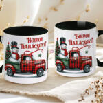 Deconline Crafts Karácsonyi bögre "Boldog karácsonyt teherautó" 330 ml kerámia fekete Full HD (DO129192-BLACK-MUG)