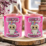 Deconline Crafts Egyedi neves Labubu "Labukornis"bögre személyre szabható rózsaszín (DO69365-PINK-MUG)