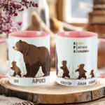 Deconline Crafts Apák napi bögre "Apamaci bocsokkal, Max 5 gyerek" Személyre szabható, rózsaszín, kerámia (DO133015-PINK-MUG)