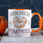 Deconline Crafts Őszi mintás bögre ""Vintage Farm Pumpkins" Narancssárga (DO126178-ORANGE-MUG)