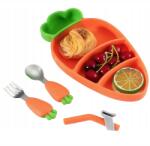 CHI CHI Szilikon edénykészlet tányér evőeszköz szívószál sárgarépa Chi Chi (carrot marchewka)