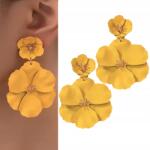 Kokonet Sárga virágos fülbevaló nyárra arany lógós mutatós Könnyű (3-0545)