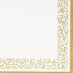 Ti-Flair Szalvéta 33X33 cm 3 Rétegű 20 lap/Csomag Romantic Border Gold-White 375411 (375411)