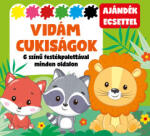 Vidám cukiságok - 6 színű festékpalettával minden oldalon - ajándék ecsettel