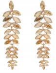 Kokonet Pezsgő színű arany fülbevaló strasszokkal lógó levelekkel Nagy Női (Damskie kolczyki złote champagne)