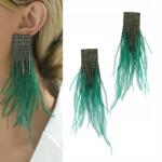 Kokonet Jelenség fülbevaló strasszokkal cérnával Toll esküvőre bál glam (3-0535)