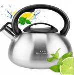 Karl Hausmann Gáz Vízforraló 2, 3L Vízforraló Síppal Fedéllel Acél Indukciós Fekete Inox (5905155029331)