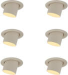 QAZQA 6 darabos süllyesztett spotlámpa szett bézs GU10 50mm kerek forgatható és dönthető - Installa (109578)