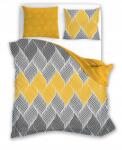 Faro Pamut ágyneműhuzat garnitúra 220X200+2X70X80 szürke, sárga mintás (021-B)