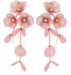 Kokonet Rózsaszín pasztell fülbevaló virágokkal strassz ágakkal mutatós ékszer (3-0465)