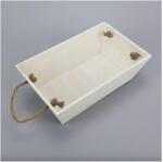  Trapéz alakú dekorláda kötél füllel, vintage fehér. Mérete: 25, 5x16x9 cm