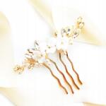 Kokonet Aranyozott fésű agyag virágokkal, strassz gyöngyökkel Elegáns hatás (Złoty grzebień z kwiatkami kwiatowy)