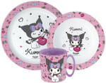  Hello Kitty Kuromi étkészlet, micro műanyag szett bögrével 390 ml - tisztitoszertrendelek