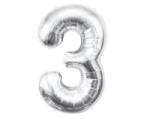  Ezüst Silver 3-as szám fólia lufi 85 cm