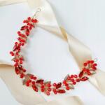 Kokonet arany-piros ág hajpánt strasszokkal, levelekkel (OZDOBNA opaska CZERWONA do włosów)