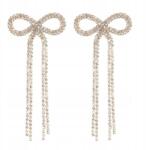 Kokonet Fülbevaló hosszú cirkónia szálak arany kristályokkal masni elegáns (3-0566)