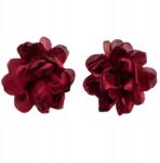 Kokonet Bordó virágos fülbevaló XXL 12cm gyönyörű impozáns sötét szatén elegáns (3-0421)