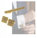  Mandzsettagomb És Nyakkendő Szett Arany Modern Ajándék Neki (spinki do mankietów)