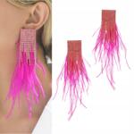 Kokonet Látványos hosszú rózsaszín fukszia fülbevaló elegáns pazar gazdag luxus (3-0536)