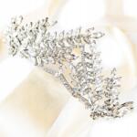 Kokonet Lenyűgöző ezüst diadém cirkónia ágakkal Esküvői elegáns szalagavató (4-0231)
