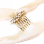 Kokonet Arany esküvői fésű hajdísz esküvőre finom elegáns (Grzebyk złoty do włosów delikatny BŁYSZCZĄCY)