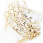 Kokonet arany nagy elegáns korona csillogó Esküvő gála divatbemutató Fashion fej dísz (ELEGANCKA korona tiara diadem)