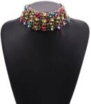Kokonet Széles choker strasszokkal gyönyörű színek fukszia kék Arany elegáns (2-0210)