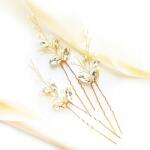 Kokonet Arany esküvői frizuradísz szett strassz levelekkel, kristályokkal (Komplet trzech wsuwek złotych)