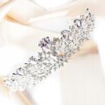 Kokonet Ezüst tiara strasszos ágakkal, finom növényi mintával, levelekkel Esküvő (4-0240)