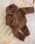 BabyLy Salopeta din lana merinos pentru bebelusi , brownie (maro) caldura naturala , zursulet de plus, 0-6 luni
