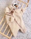 BabyLy Salopeta din lana merinos pentru bebelusi , biscuit (bej deschis) caldura naturala , zursulet de plus, 6-18 luni