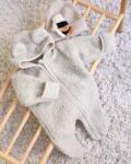 BabyLy Salopeta din lana merinos pentru bebelusi , gray caldura naturala , zursulet de plus, 6-18 luni